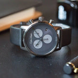 Calvin Klein City Chronograph Grey Dial Black Leather Strap Watch for Men - K2G177C3 Buy Now By Calvin Klein