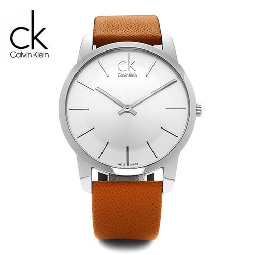 Calvin Klein City Quartz White Dial Light Brown Leather Strap Watch For Men - K2G21138 Buy Now By Calvin Klein