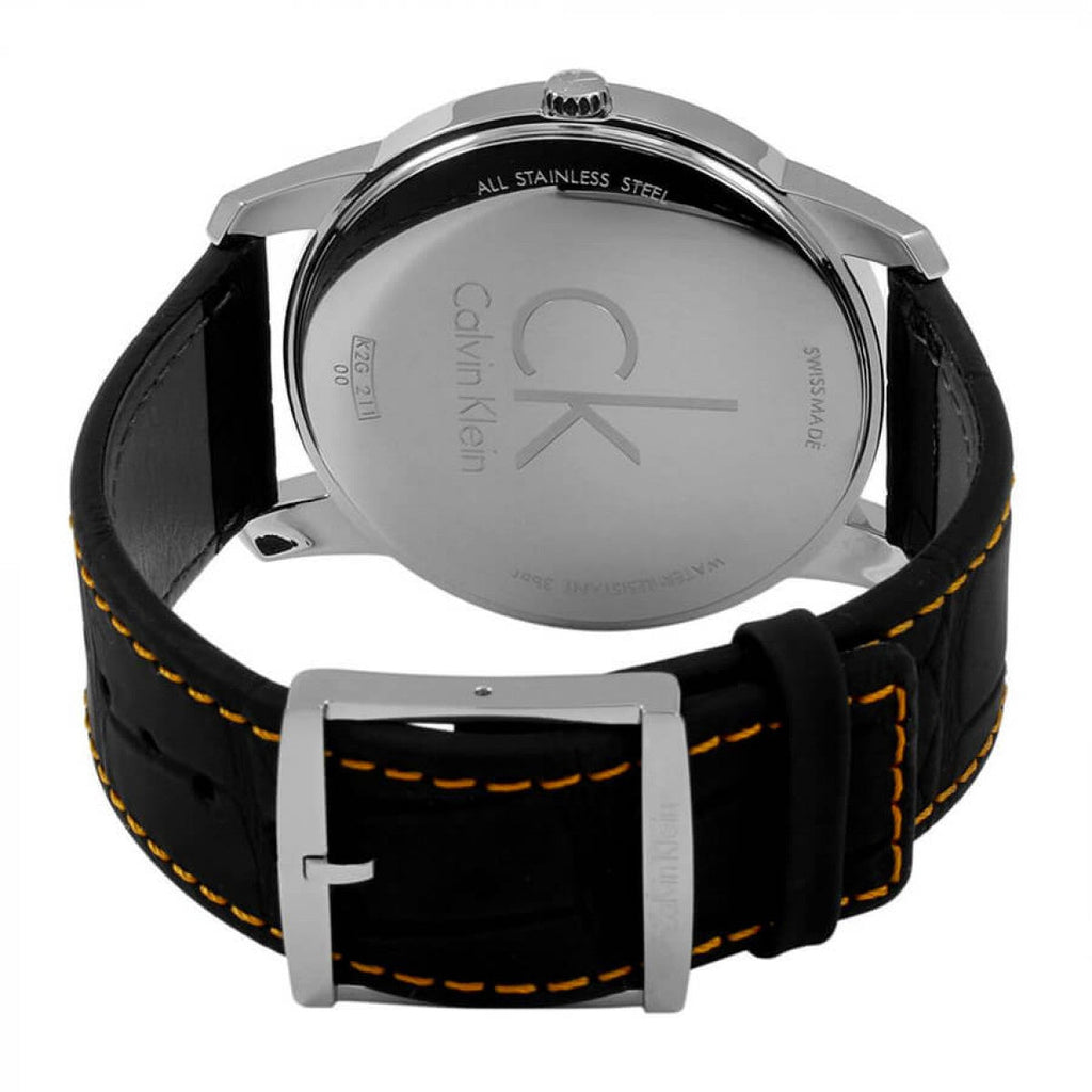 Calvin Klein City Black Dial Black Leather Strap Watch for Men - K2G211C1 Buy Now By Calvin Klein