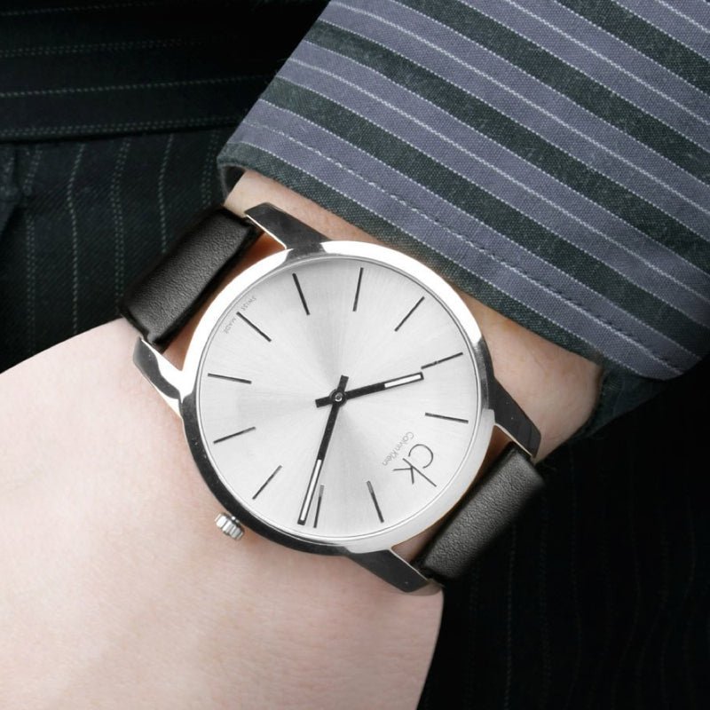 Calvin Klein City White Dial Black Leather Strap Watch For Men - K2G211C6 Buy Now By Calvin Klein