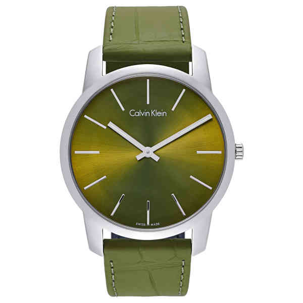 Calvin Klein City Green Dial Green Leather Strap Watch for Men - K2G211WL Buy Now By Calvin Klein