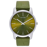 Calvin Klein City Green Dial Green Leather Strap Watch for Men - K2G211WL Buy Now By Calvin Klein