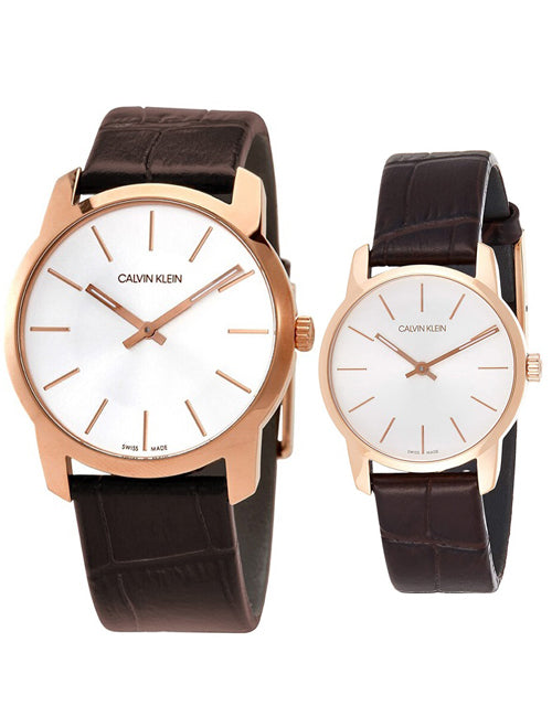 Calvin Klein City White Mother of Pearl Dial Brown Leather Strap Watch for Women - K2G23620 Buy Now By Calvin Klein