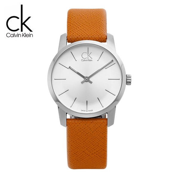 Calvin Klein City Silver Dial Light Brown Leather Strap Watch For Women- K2G23120 Buy Now By Calvin Klein