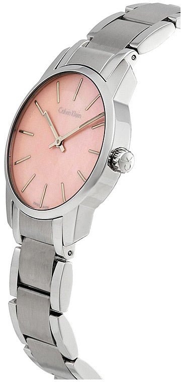 Calvin Klein City Pink Mother of Pearl Dial Stainless Steel Strap Watch For Women - K2G2314E Buy Now By Calvin Klein