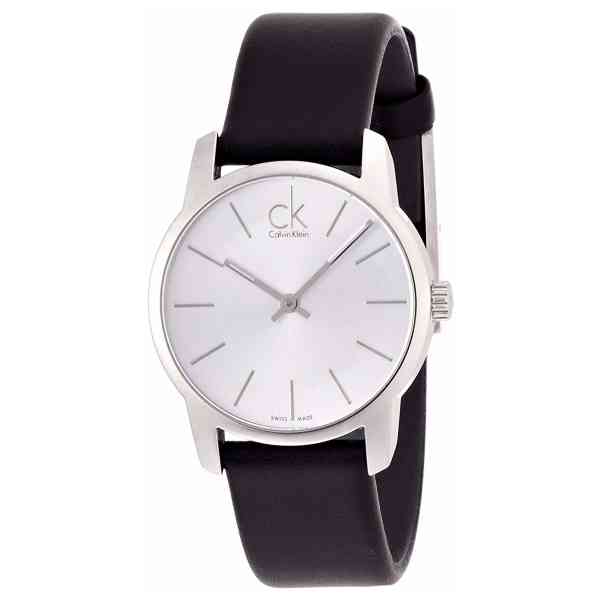 Calvin Klein City Silver Dial Black Leather Strap Watch For Women - K2G231C6 Buy Now By Calvin Klein