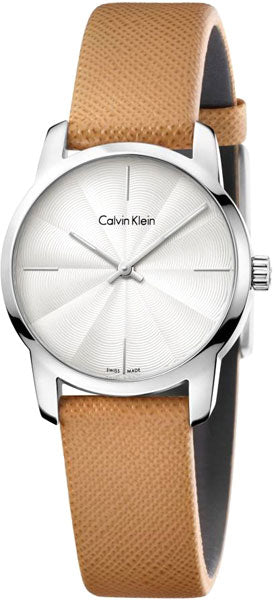 Calvin Klein City Silver Dial Orange Leather Strap Watch for Women - K2G231G6 Buy Now By Calvin Klein