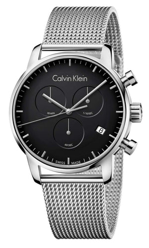 Calvin Klein City Chronograph Black Dial Silver Mesh Bracelet Watch for Men - K2G27121 Buy Now By Calvin Klein