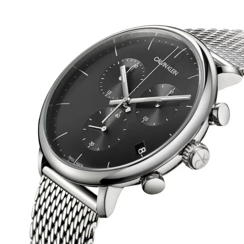 Calvin Klein City Chronograph Black Dial Silver Mesh Bracelet Watch for Men - K2G27121 Buy Now By Calvin Klein