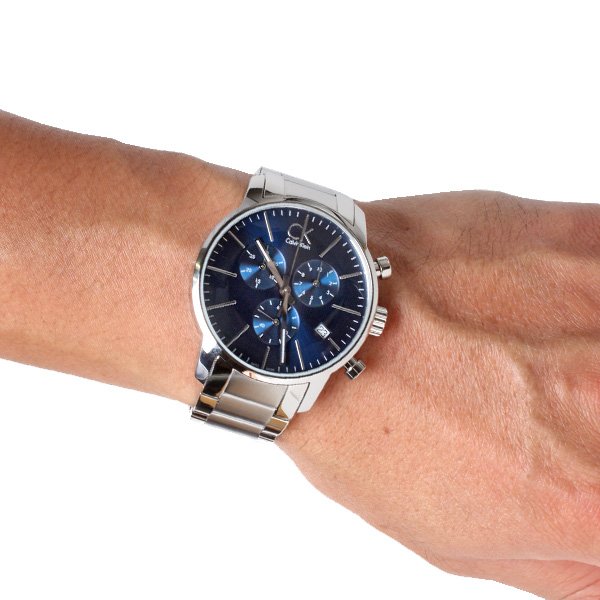 Calvin Klein City Chronograph Blue Dial Silver Steel Strap Watch for Men - K2G2714N Buy Now By Calvin Klein