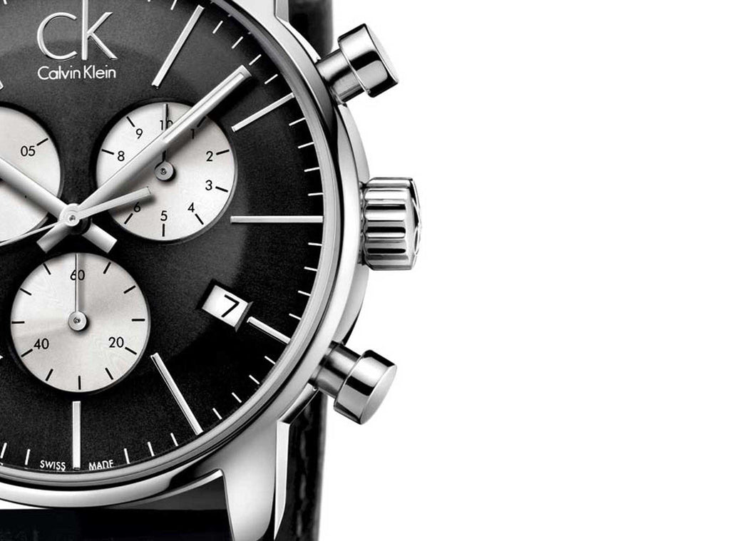 Calvin Klein City Chronograph Black Dial Black Leather Strap Watch for Men - K2G271C3 Buy Now By Calvin Klein