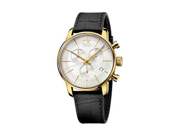 Calvin Klein City Chronograph Silver Dial Black Leather Strap Watch for Men - K2G275C6 Buy Now By Calvin Klein