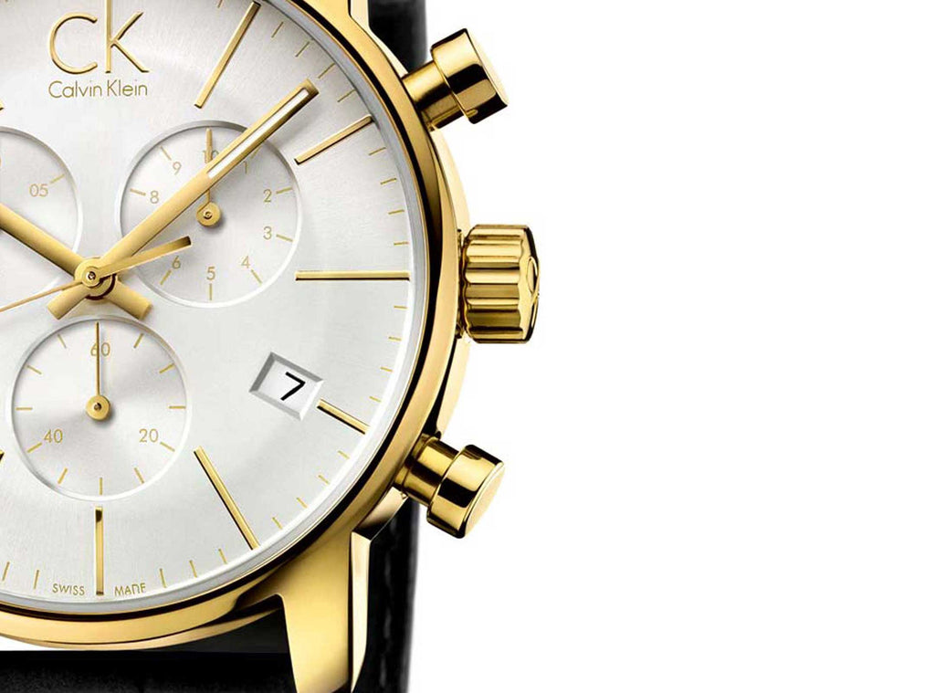 Calvin Klein City Chronograph Silver Dial Black Leather Strap Watch for Men - K2G275C6 Buy Now By Calvin Klein