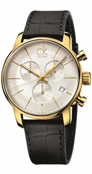 Calvin Klein City Chronograph Silver Dial Black Leather Strap Watch for Men - K2G275C6 Buy Now By Calvin Klein