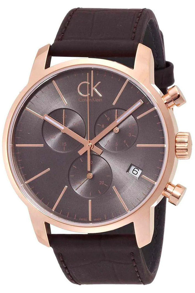 Calvin Klein City Chronograph Grey Dial Brown Leather Strap Watch for Men - K2G276G3 Buy Now By Calvin Klein