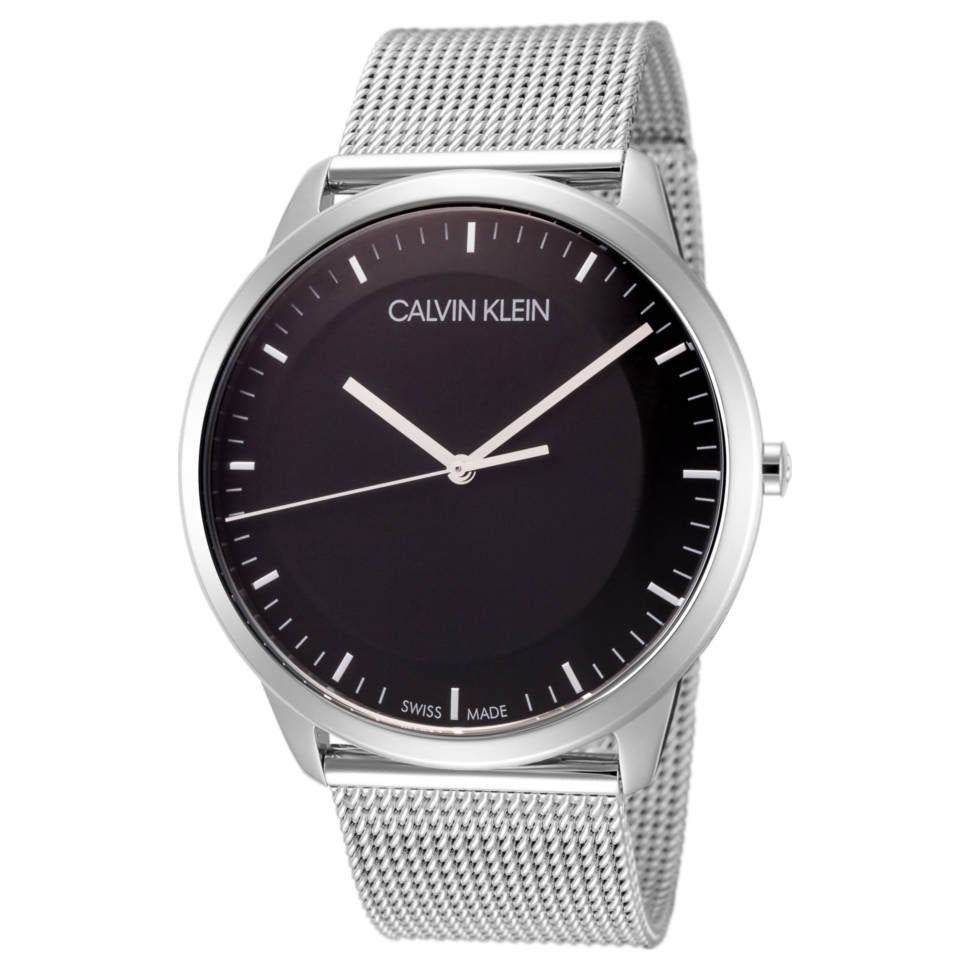 Calvin Klein City Chronograph Black Dial Silver Mesh Bracelet Watch for Men - K2G2G121 Buy Now By Calvin Klein