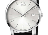 Calvin Klein City Date Silver Dial Black Leather Strap Watch for Men - K2G2G1C6 Buy Now By Calvin Klein