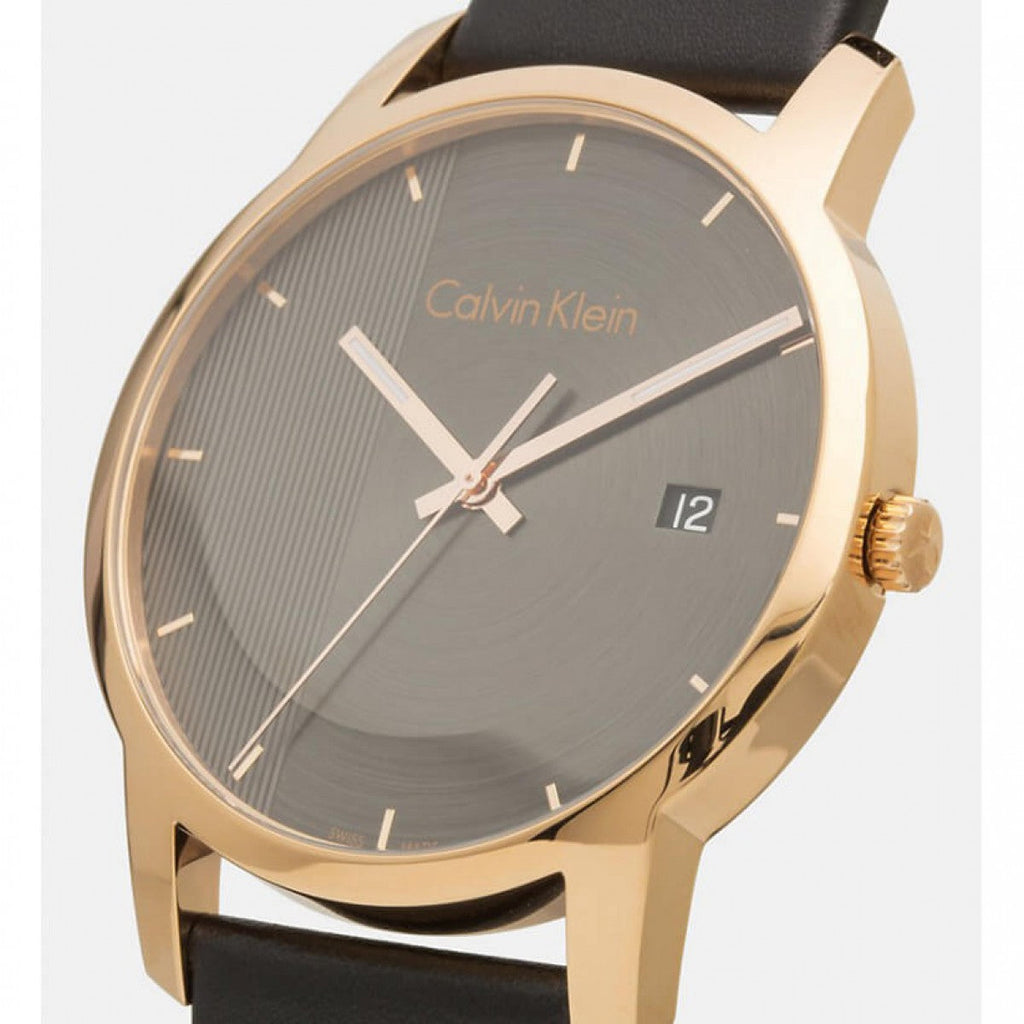 Calvin Klein City Quartz Grey Dial Black Leather Strap Watch for Men - K2G2G6C3 Buy Now By Calvin Klein