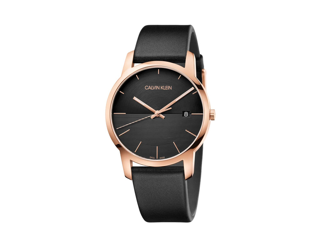 Calvin Klein City Quartz Black Dial Black Leather Strap Watch for Men - K2G2G6CZ Buy Now By Calvin Klein