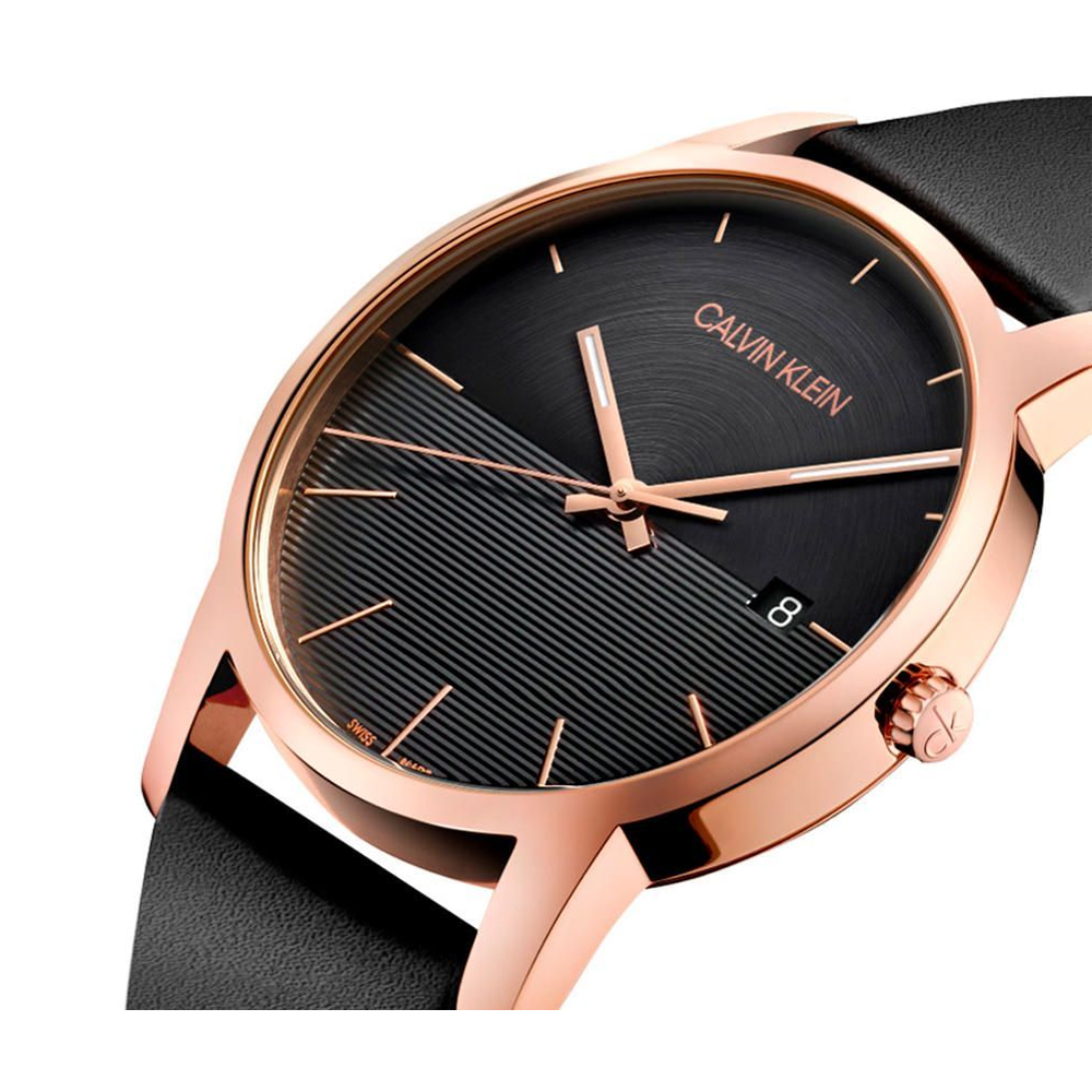 Calvin Klein City Quartz Black Dial Black Leather Strap Watch for Men - K2G2G6CZ Buy Now By Calvin Klein