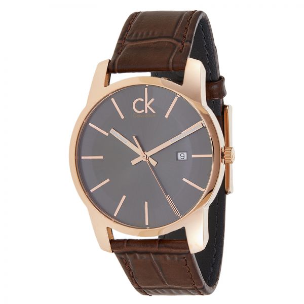 Calvin Klein City Chronograph Brown Dial Brown Leather Strap Watch for Men - K2G2G6G3 Buy Now By Calvin Klein