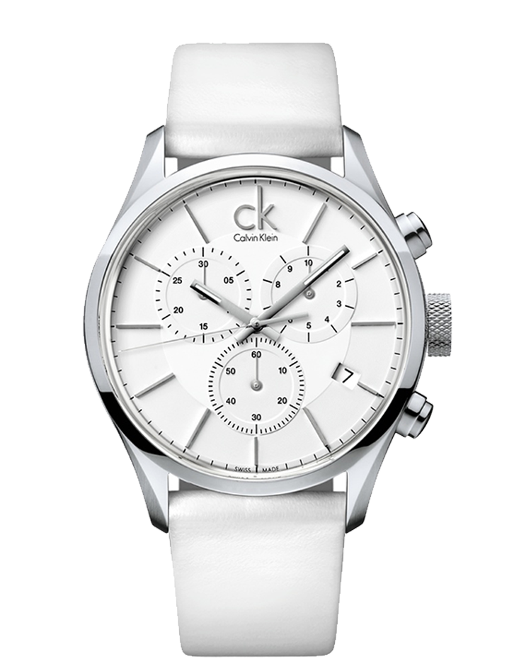 Calvin Klein Masculine Chronograph White Dial White Leather Strap Watch for Men - K2H27101 Buy Now By Calvin Klein