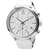 Calvin Klein Masculine Chronograph White Dial White Leather Strap Watch for Men - K2H27101 Buy Now By Calvin Klein