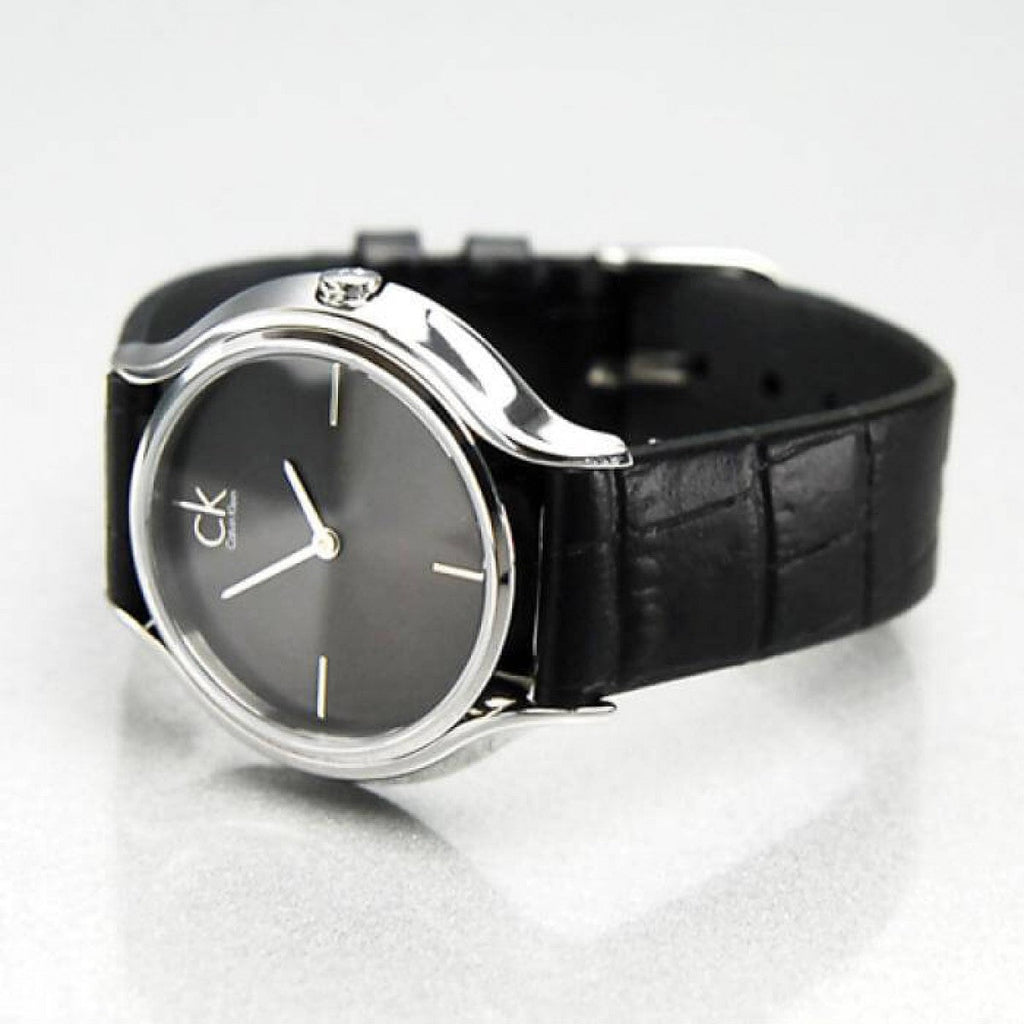 Calvin Klein Skirt Black Dial Black Leather Strap Watch for Women - K2U231C1 Buy Now By Calvin Klein