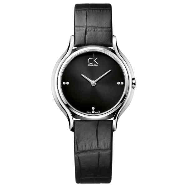 Calvin Klein Skirt Black Dial Black Leather Strap Watch for Women - K2U231CS Buy Now By Calvin Klein