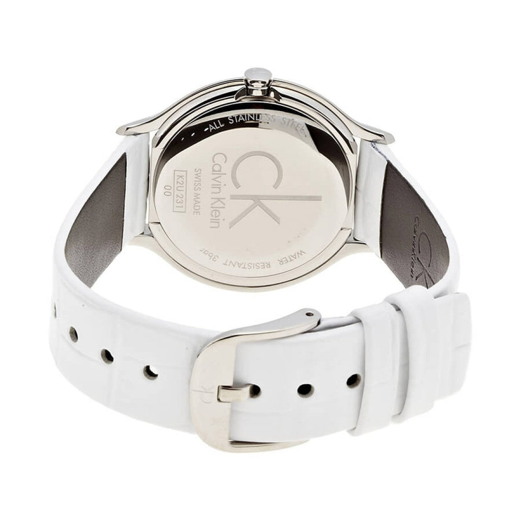 Calvin Klein Skirt White Dial White Leather Strap Watch for Women - K2U231K6 Buy Now By Calvin Klein