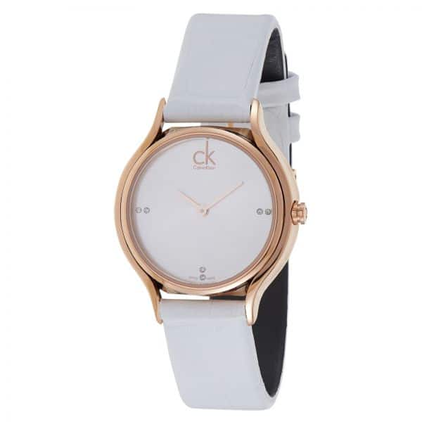 Calvin Klein Skirt White Dial White Leather Strap Watch for Women - K2U236K6 Buy Now By Calvin Klein