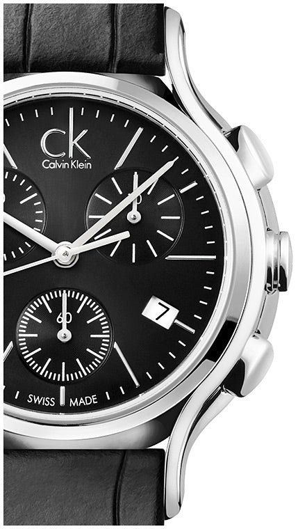 Calvin Klein Skirt Chronograph Black Dial Black Leather Strap Watch for Men - K2U291C1 Buy Now By Calvin Klein
