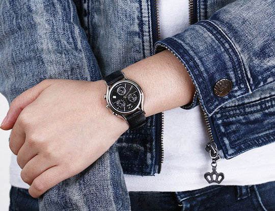 Calvin Klein Skirt Chronograph Black Dial Black Leather Strap Watch for Men - K2U291C1 Buy Now By Calvin Klein