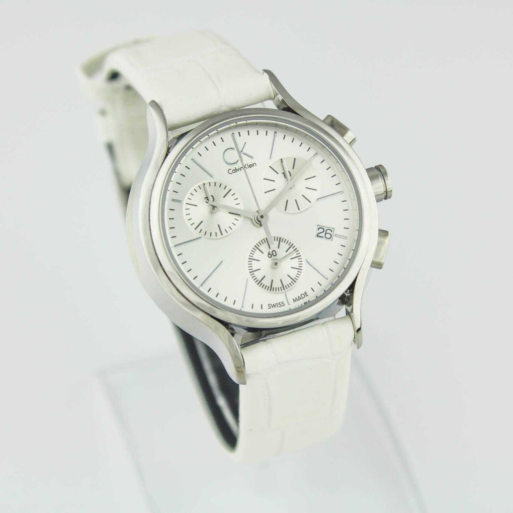 Calvin Klein Skirt White Dial White Leather Strap Watch for Women - K2U291L6 Buy Now By Calvin Klein