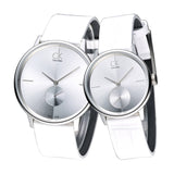 Calvin Klein Accent Silver Dial White Leather Strap Watch for Women - K2Y231K6 Buy Now By Calvin Klein