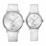 Calvin Klein Accent Silver Dial White Leather Strap Watch for Women - K2Y211K6 Buy Now By Calvin Klein