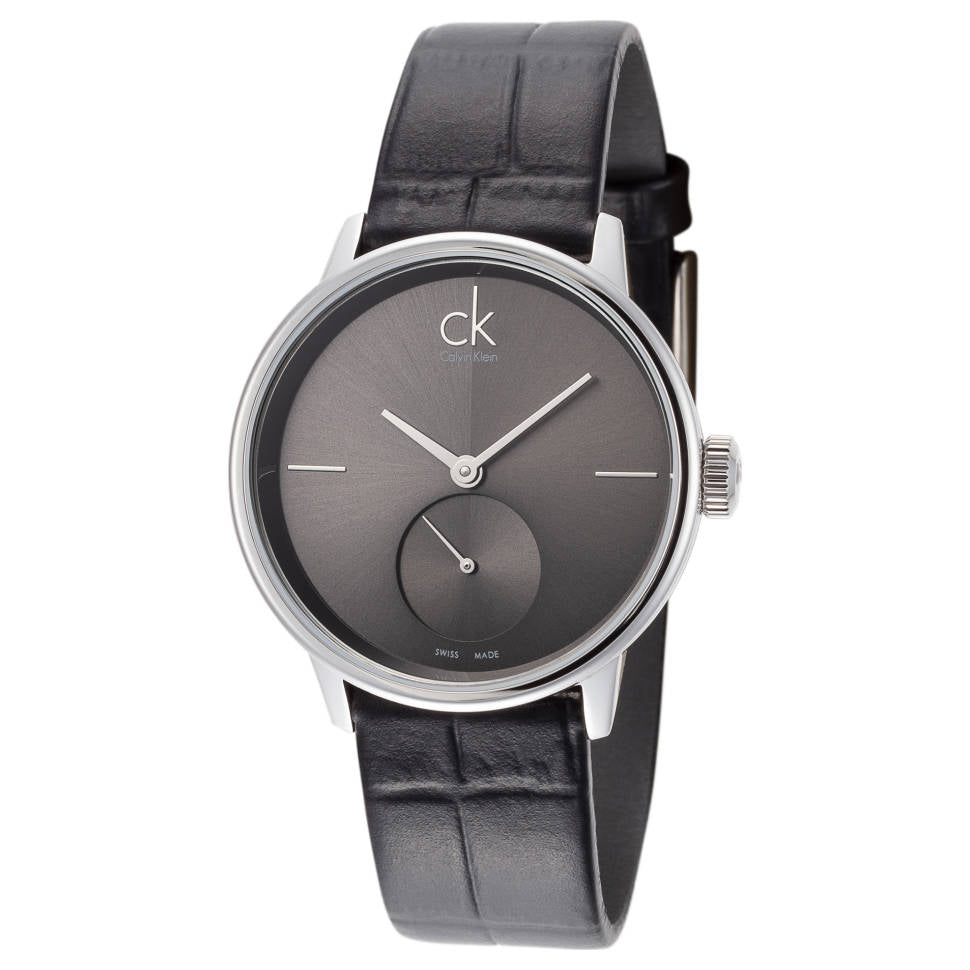 Calvin Klein Accent Black Dial Black Leather Strap Watch for Women - K2Y231C3 Buy Now By Calvin Klein