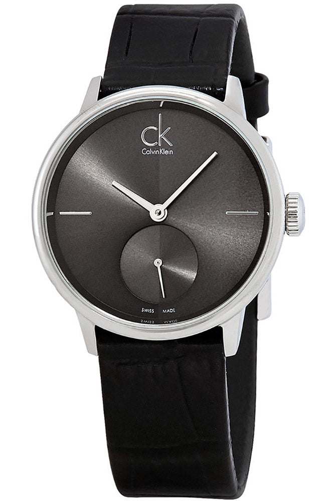 Calvin Klein Accent Black Dial Black Leather Strap Watch for Women - K2Y231C3 Buy Now By Calvin Klein