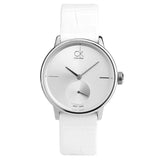 Calvin Klein Accent Silver Dial White Leather Strap Watch for Women - K2Y231K6 Buy Now By Calvin Klein