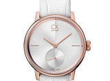 Calvin Klein Accent Silver Dial White Leather Strap Watch for Women - K2Y236K6 Buy Now By Calvin Klein