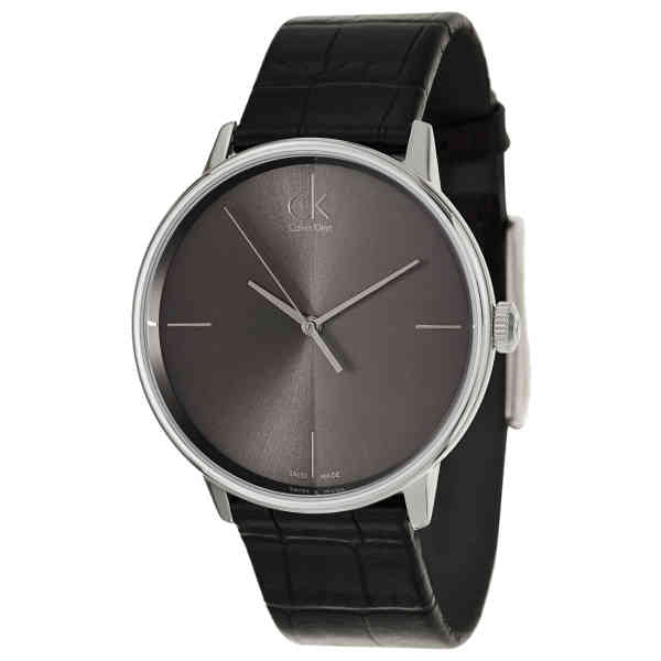 Calvin Klein Accent Black Dial Black Leather Strap Watch for Men - K2Y2X1C3 Buy Now By Calvin Klein