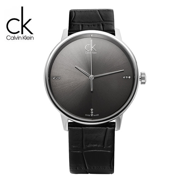 Calvin Klein Accent Black Dial Black Leather Strap Watch for Men - K2Y2X1CU Buy Now By Calvin Klein