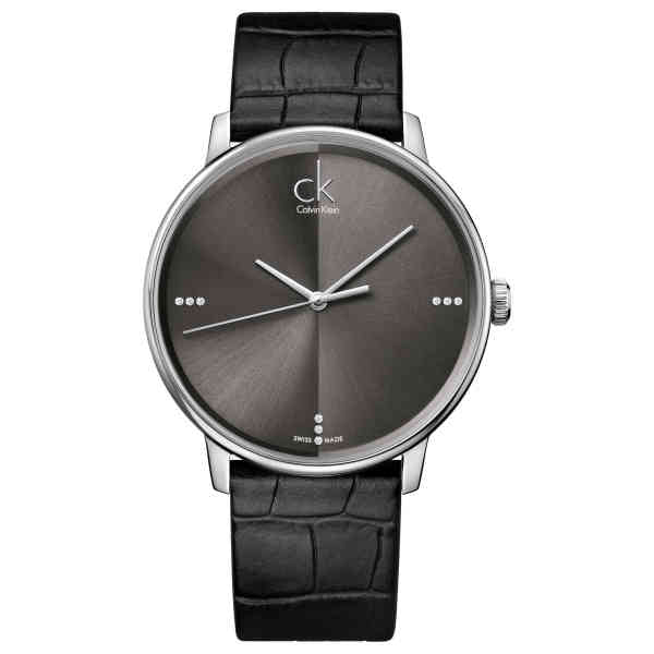 Calvin Klein Accent Black Dial Black Leather Strap Watch for Men - K2Y2X1CU Buy Now By Calvin Klein