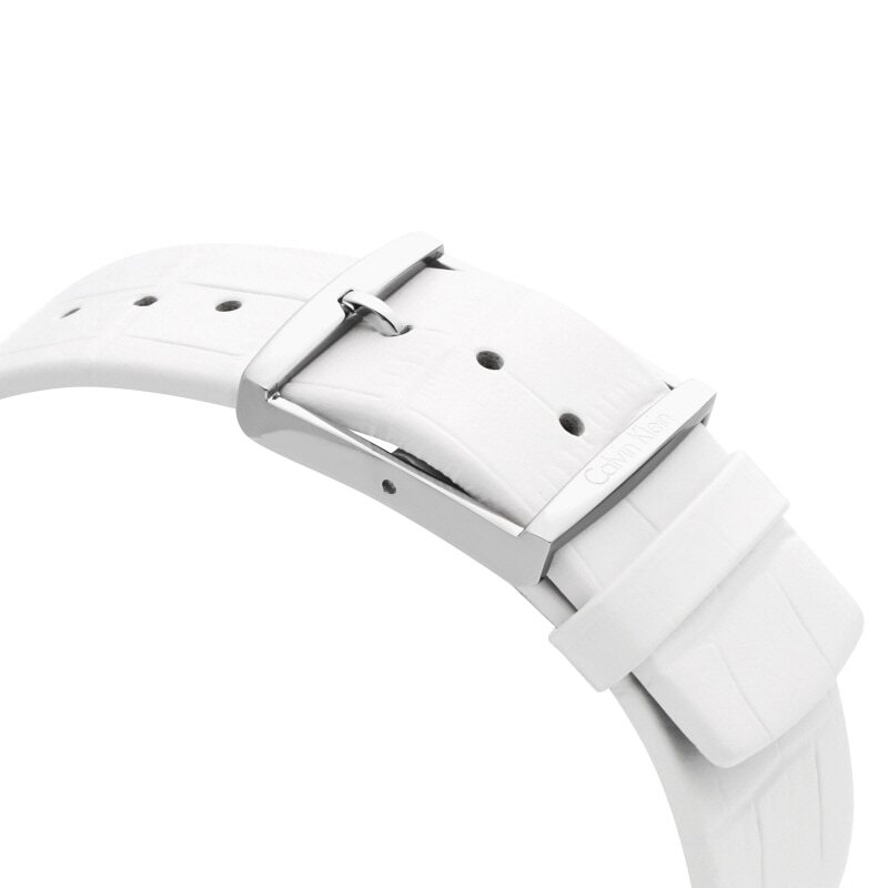 Calvin Klein Accent Silver Dial White Leather Strap Watch for Men - K2Y2X1KW Buy Now By Calvin Klein