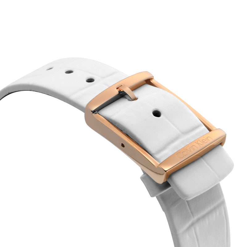 Calvin Klein Accent White Dial White Leather Strap Watch for Women - K2Y2Y6KW Buy Now By Calvin Klein