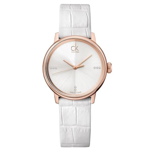 Calvin Klein Accent White Dial White Leather Strap Watch for Men - K2Y2X6KW Buy Now By Calvin Klein