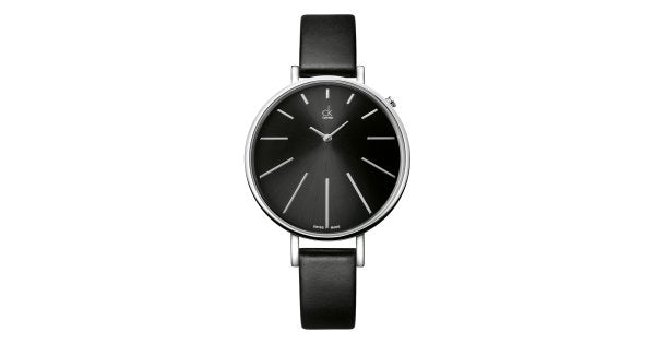 Calvin Klein Equal Black Dial Black Leather Strap Watch for Women - K3E231C1 Buy Now By Calvin Klein