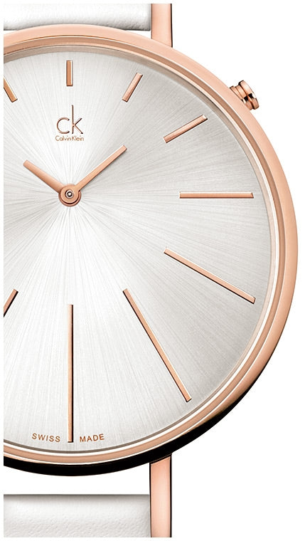 Calvin Klein Equal Silver Dial White Leather Strap Watch for Women - K3E236L6 Buy Now By Calvin Klein
