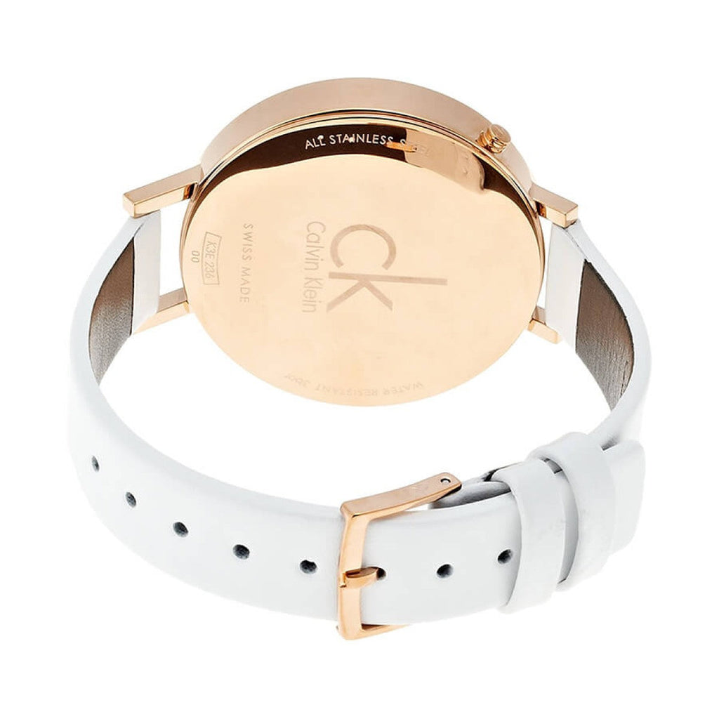 Calvin Klein Equal Silver Dial White Leather Strap Watch for Women - K3E236L6 Buy Now By Calvin Klein