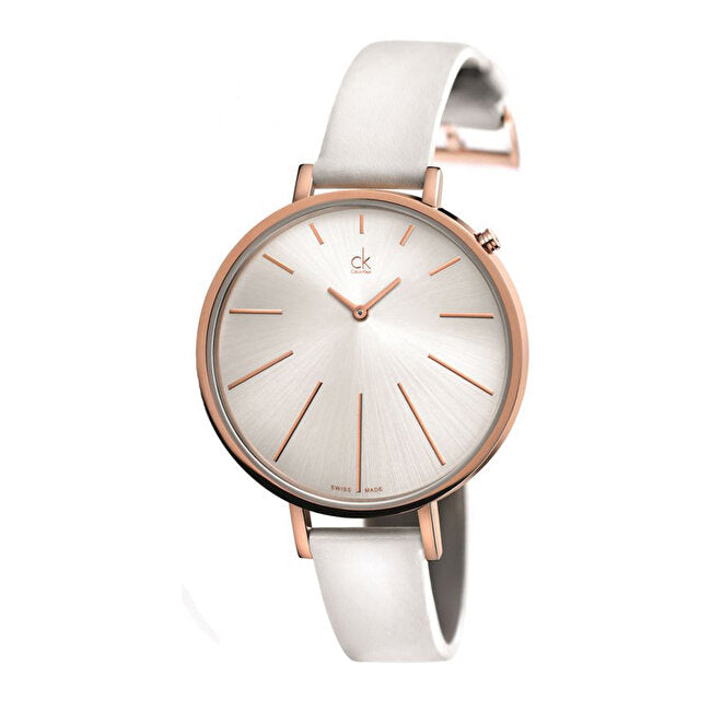 Calvin Klein Equal Silver Dial White Leather Strap Watch for Women - K3E236L6 Buy Now By Calvin Klein